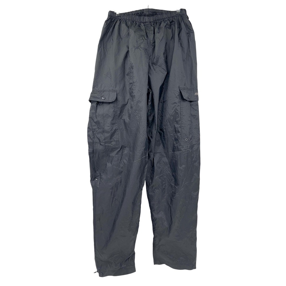 Stearns Mens M Dry Wear Rain Cargo Pants  Black Waterproof Nylon Ankle Zip Lined